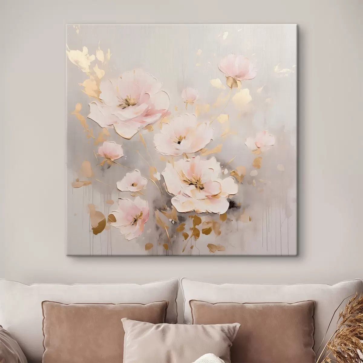 Paveikslėlis Rožinės elegantiškos gėlės tapybos stiliumi s43372
