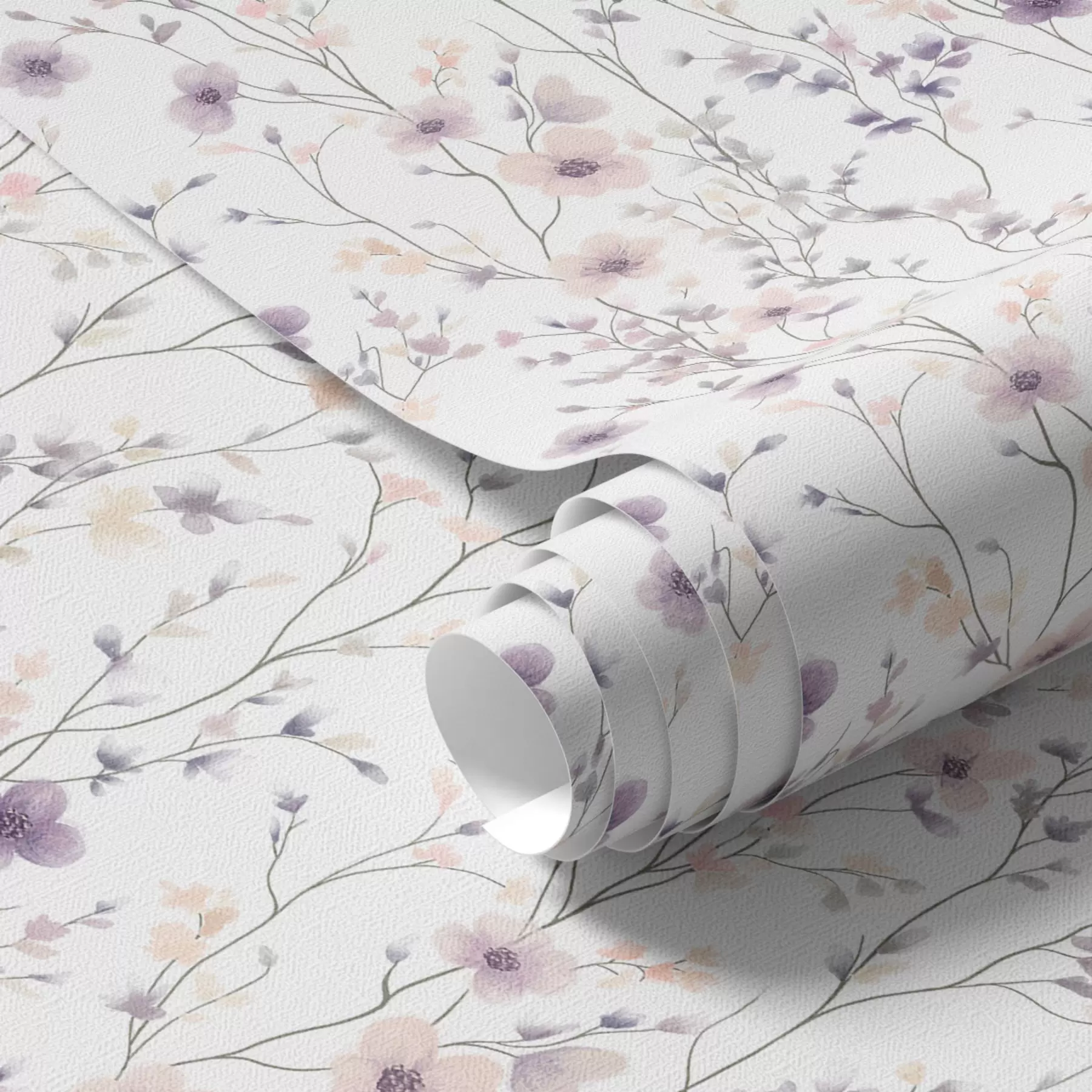 Fototapetai Mažos laukinės gėlės plonais stiebais šviesiame fone a00003