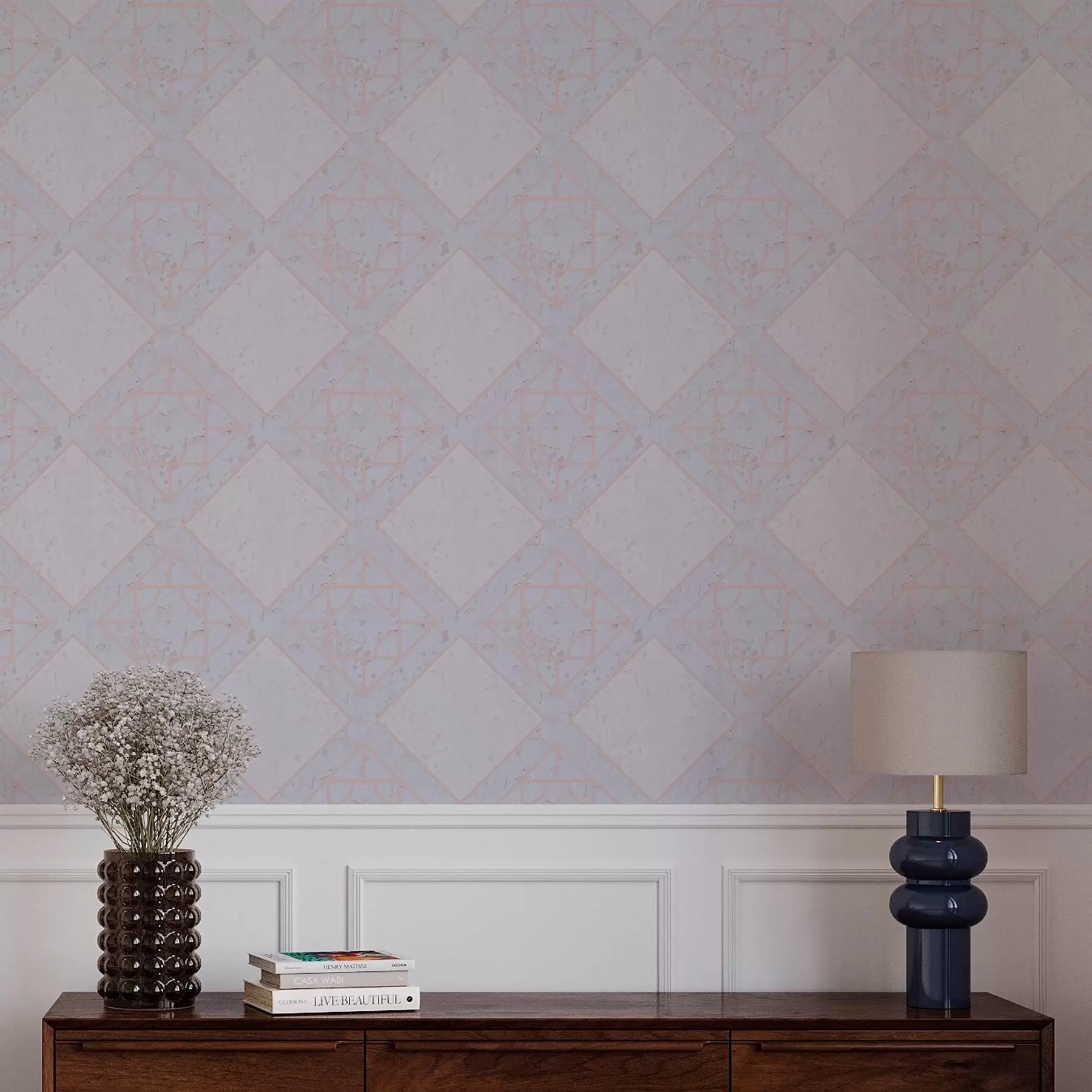 Fototapetai Rombai, apsupti rausvu kontūru a00010v2