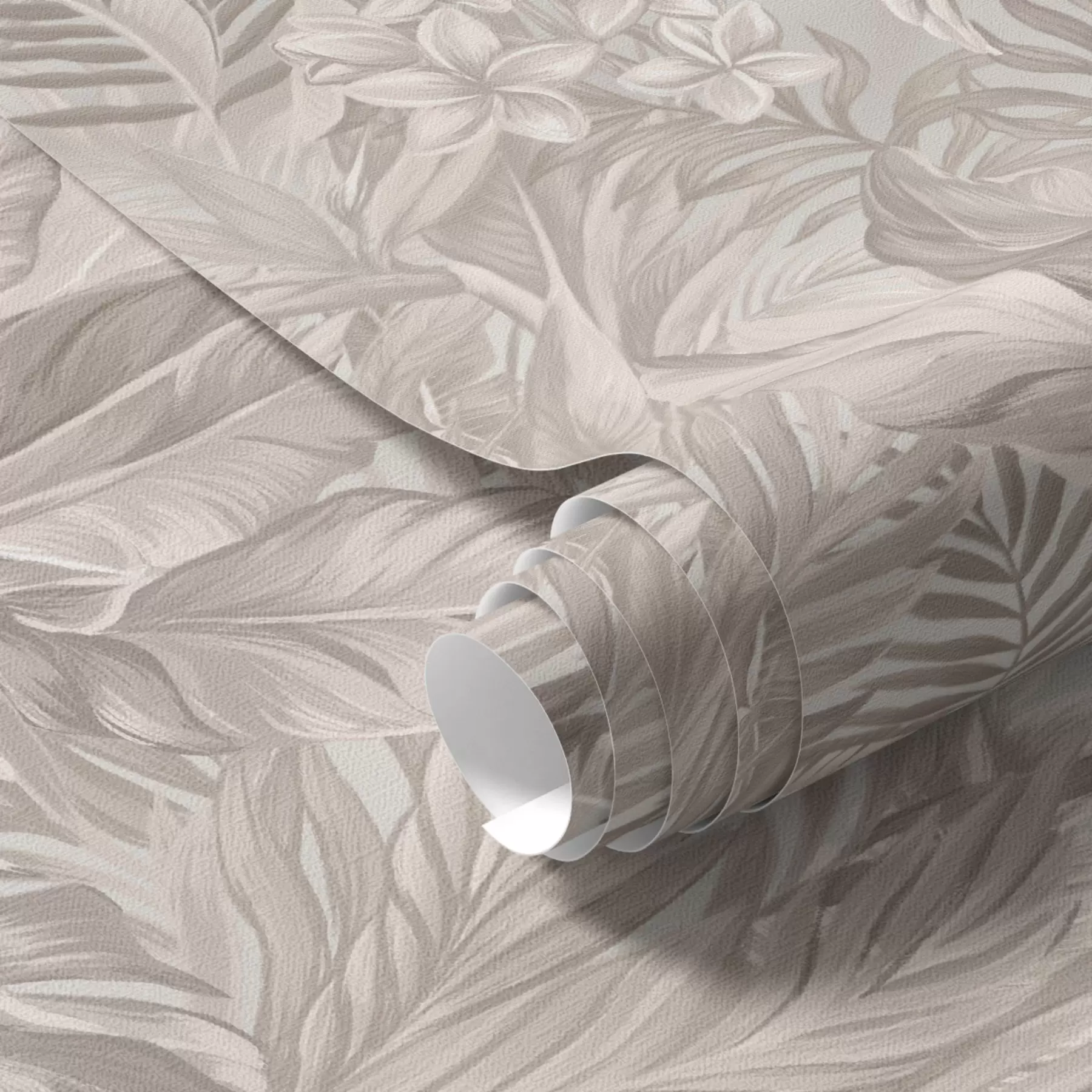 Fototapetai Atogrąžų gėlės ir lapai pastelinėmis spalvomis a00024