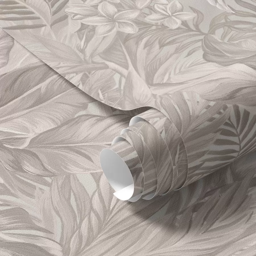 Fototapetai Atogrąžų gėlės ir lapai pastelinėmis spalvomis a00024