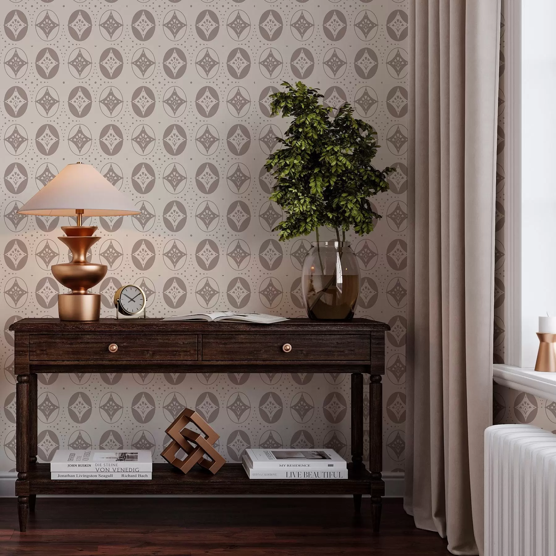 Fototapetai Subtilus geometrinis ornamentas su rombais a00035