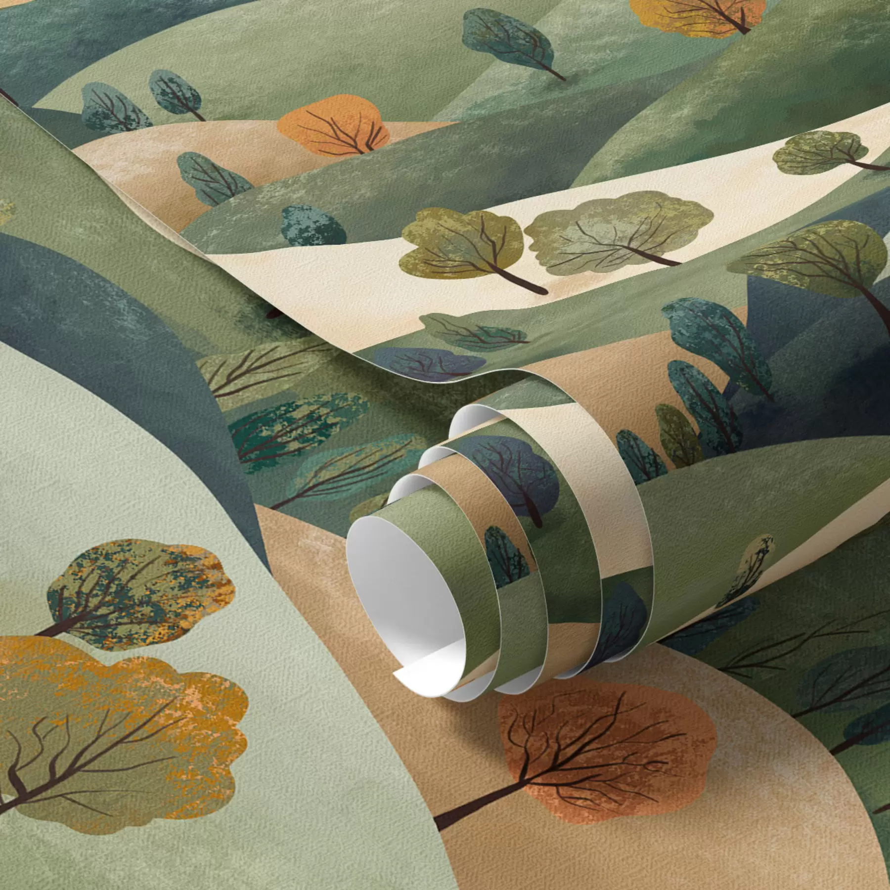 Fototapetai Juokingos kalvos su medžiais a00091