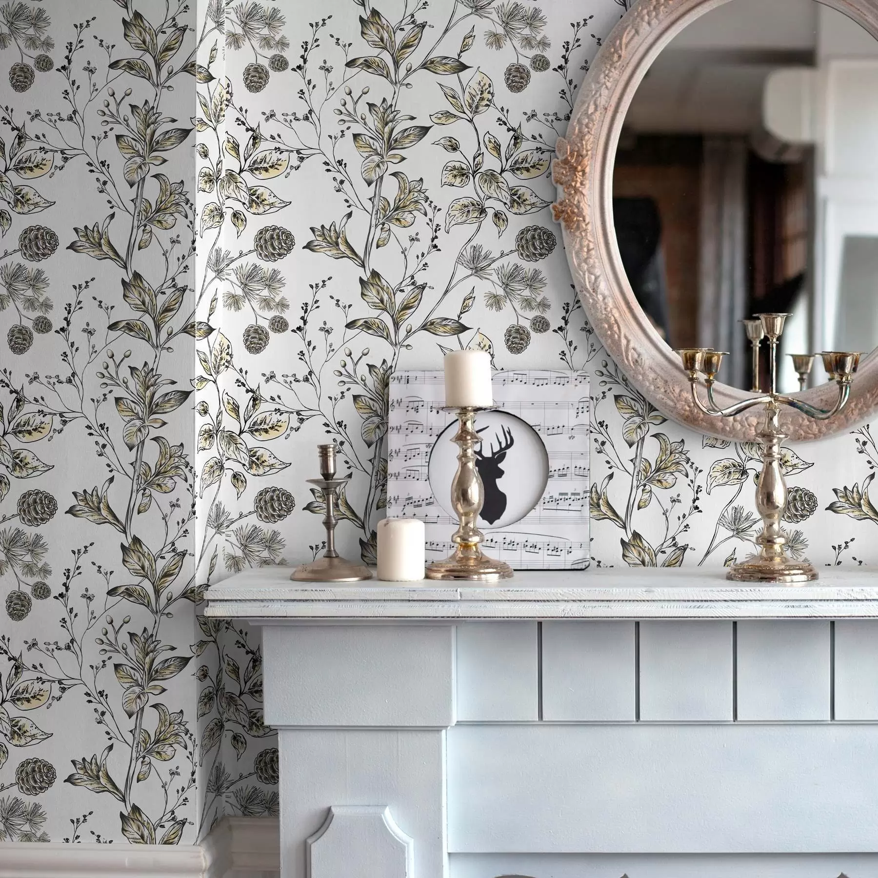 Fototapetai Šakos su geltonais lapais baltame fone a00098