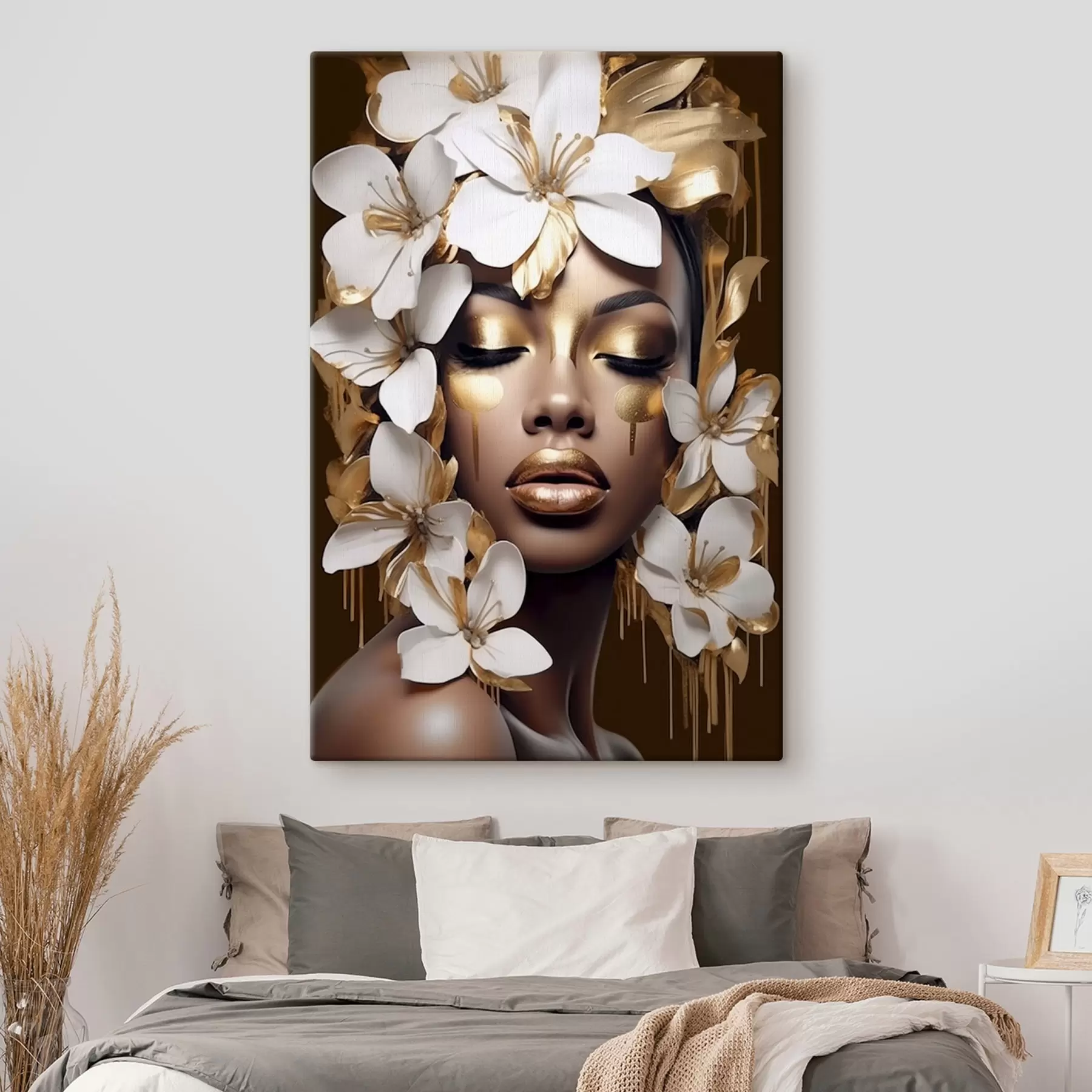 Paveikslėlis Moters portretas su gėlių elementais s43417