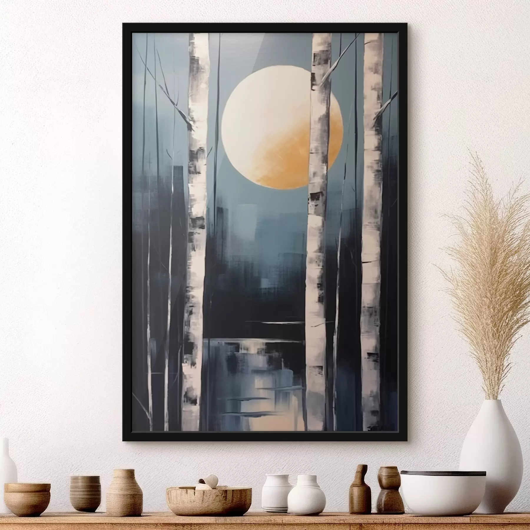 Fototapetai Grafinis beržų miško vaizdas f43413