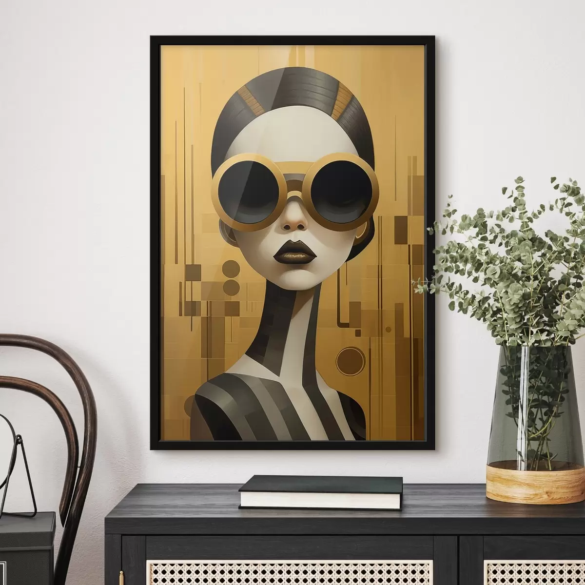 Plakatas Dekoratyvus retro stiliaus moters portretas f43415