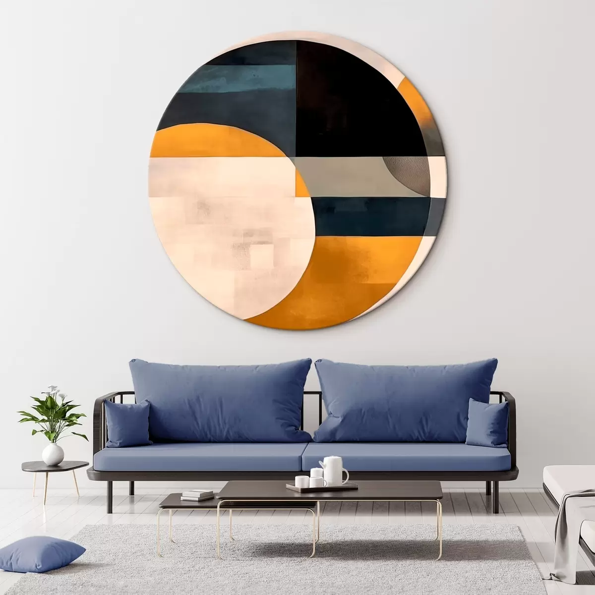 Apvalūs paveikslai Minimalistinio stiliaus geometrinė kompozicija r43419