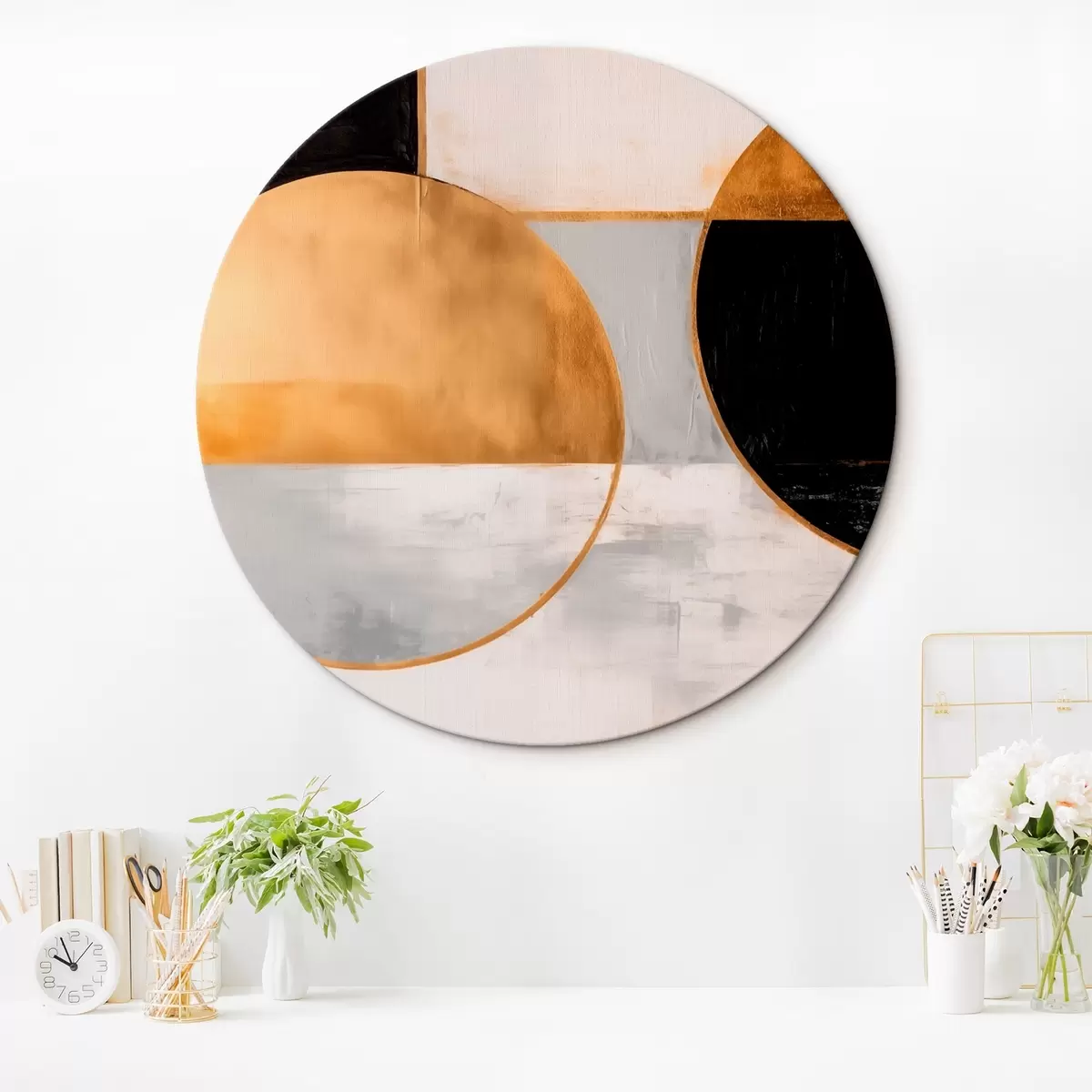 Apvalūs paveikslai Minimalistinio stiliaus geometrinė kompozicija r43420
