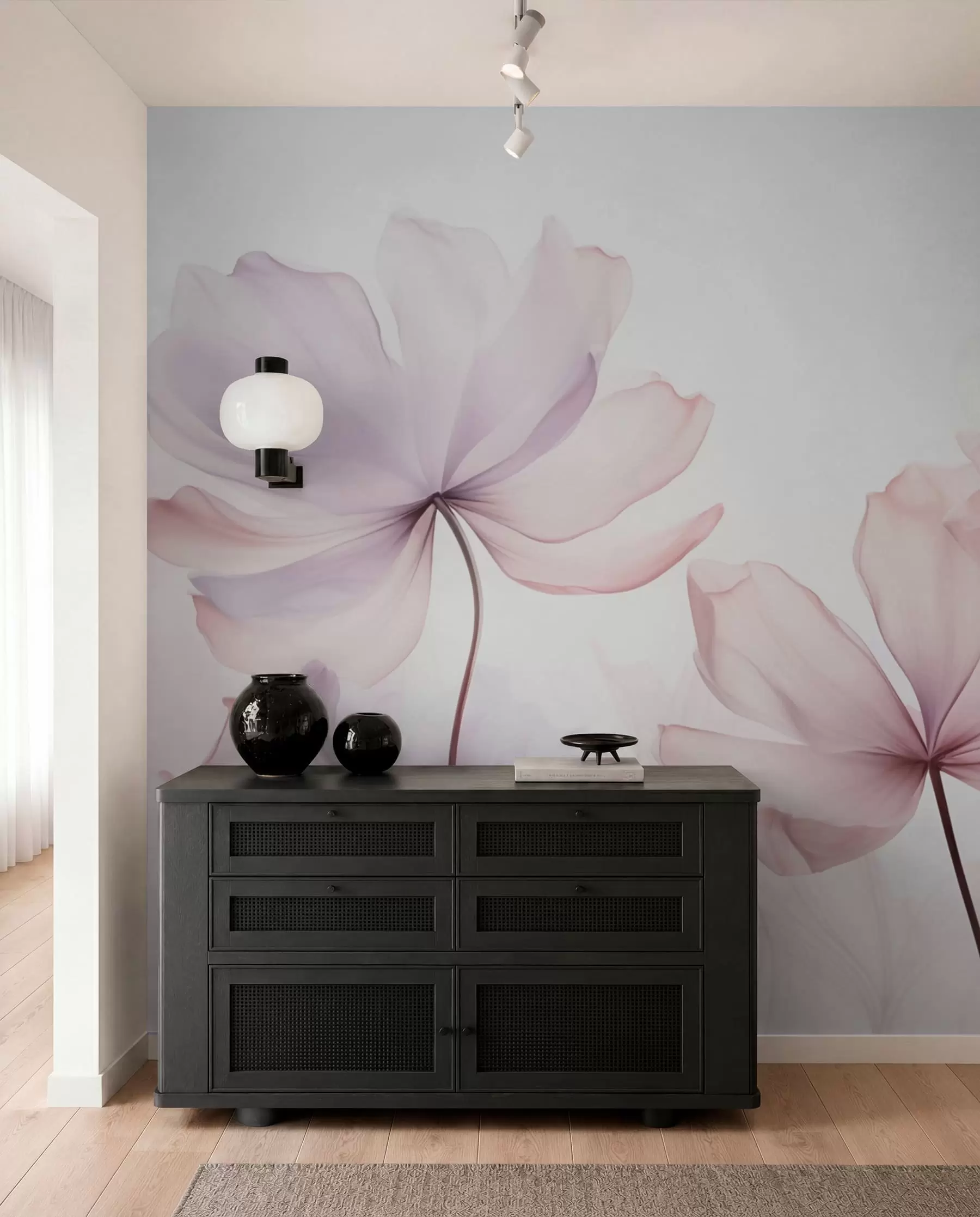 Fototapetai Žydinčios švelniai rožinės spalvos gėlės w03521
