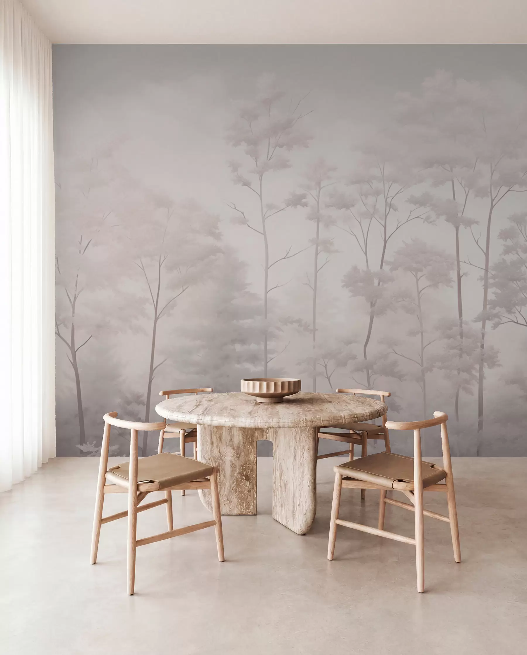 Fototapetai Madingas švelnių šviesių pastelinių spalvų miškas w03525