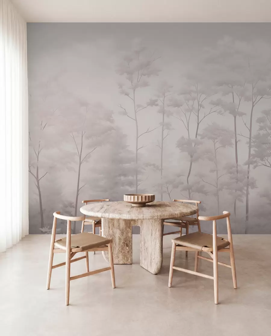 Fototapetai Madingas švelnių šviesių pastelinių spalvų miškas w03525