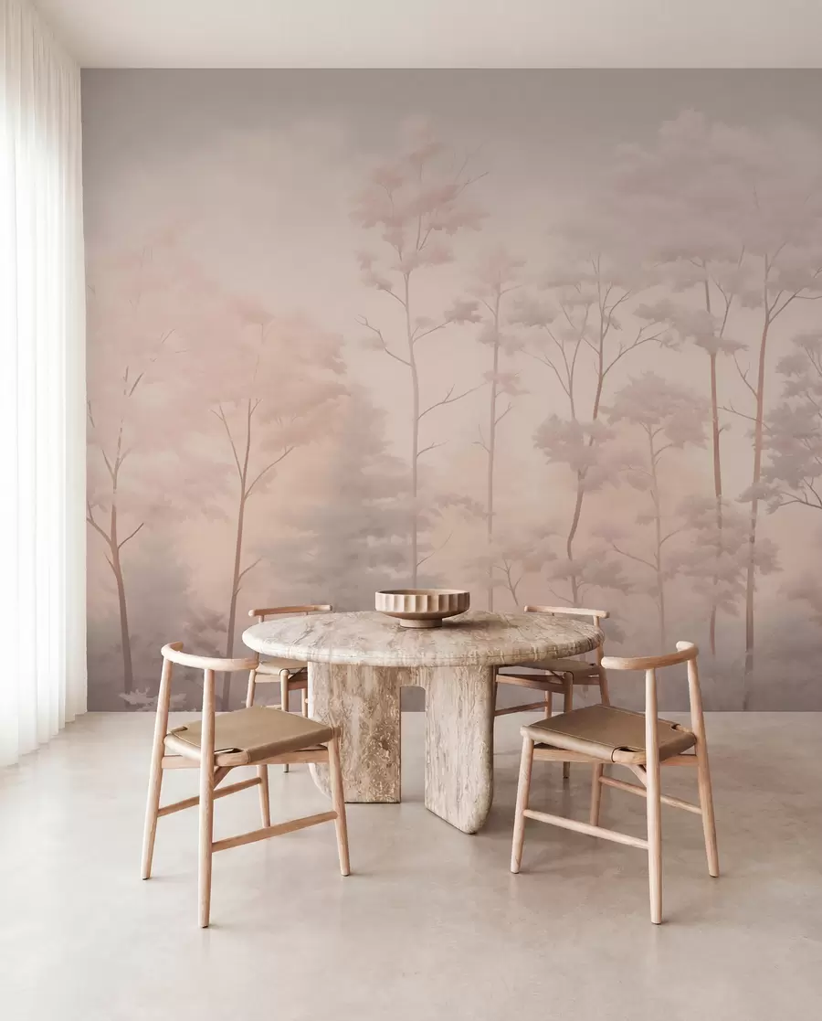 Fototapetai Madingas švelnių pastelinių spalvų miškas w03525v1