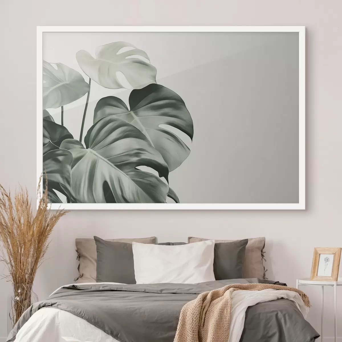 Plakatas Atogrąžų palmių lapai, gėlių, realizmas, monstera f43508