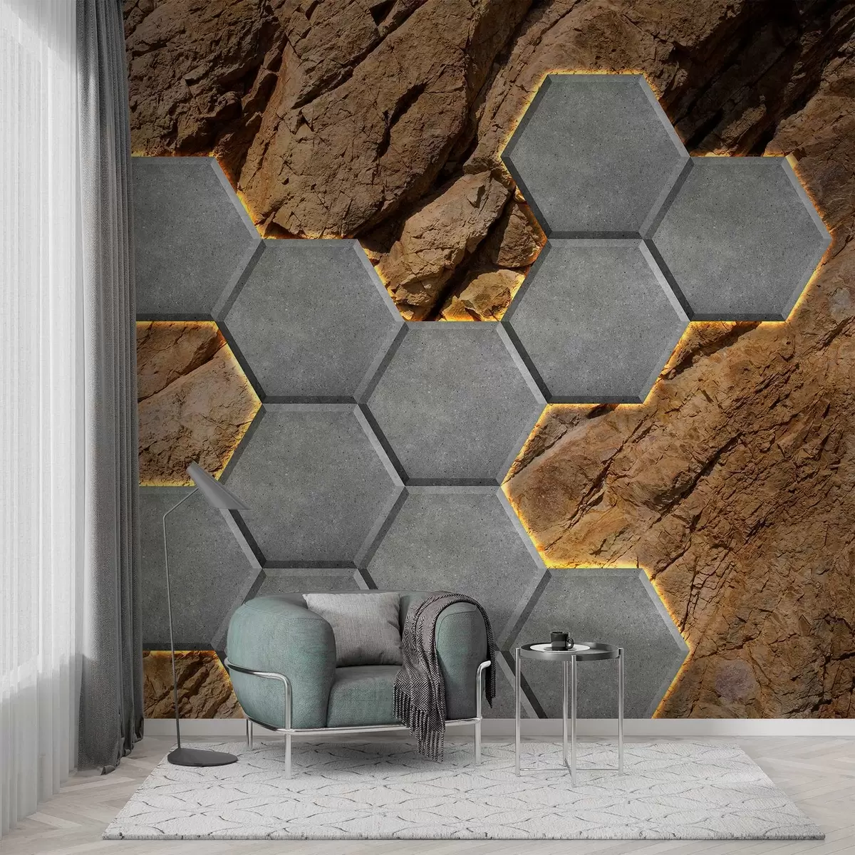 Fototapetai betono gaisrų imitacija uolos fone w03456