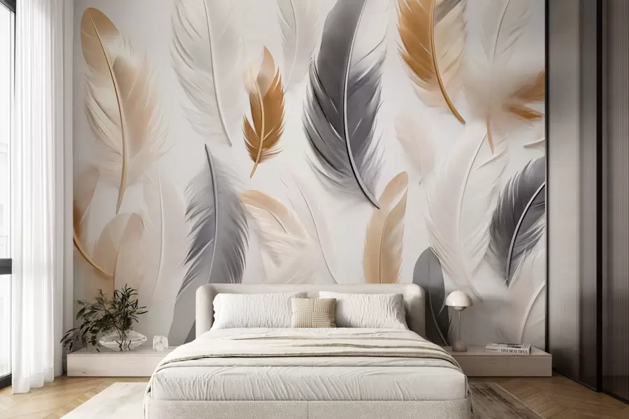 Fototapetai Švelnių, ramių tonų smėlio spalvos plunksnos w08955