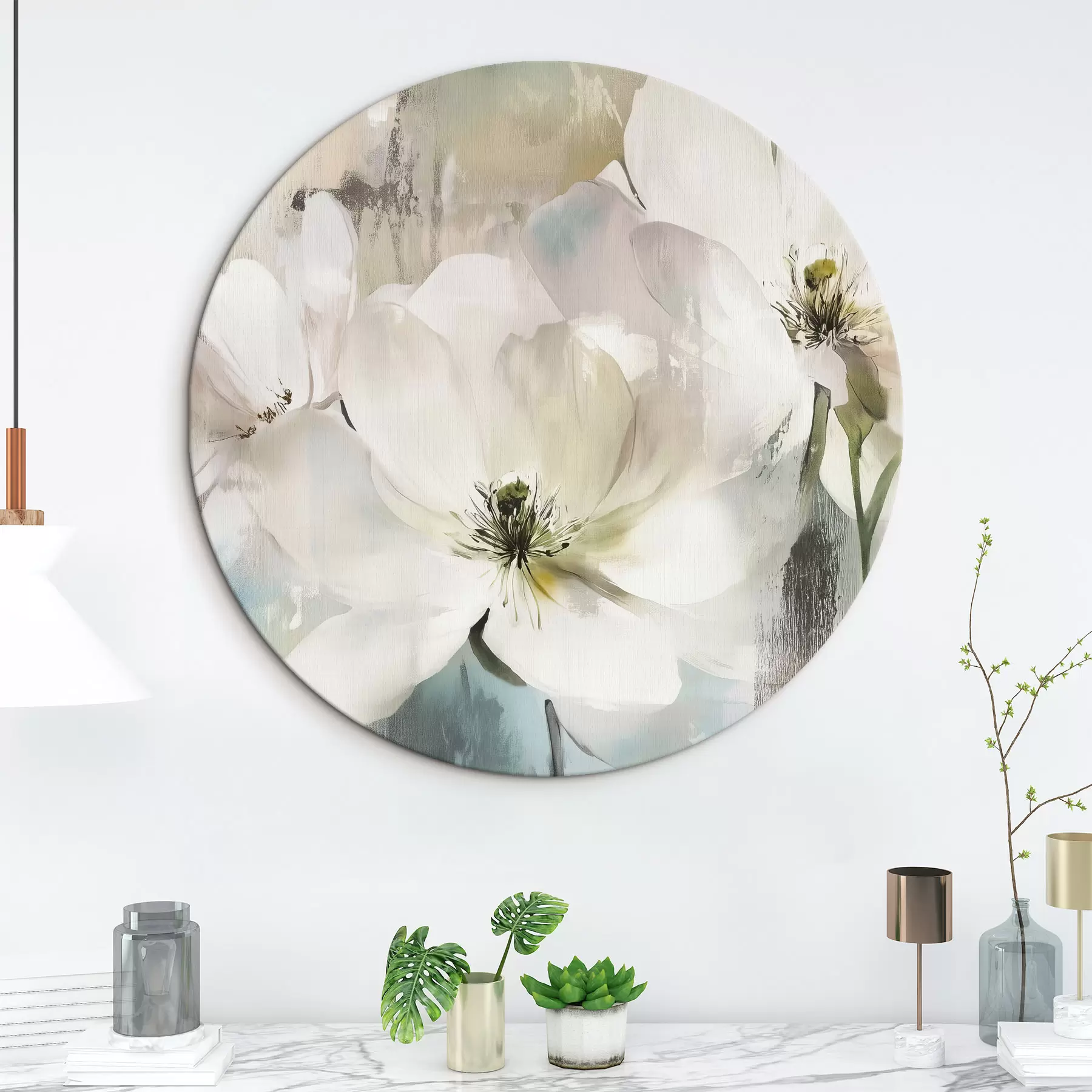 Paveikslėlis Baltos gėlės aliejinių dažų stiliumi r43903