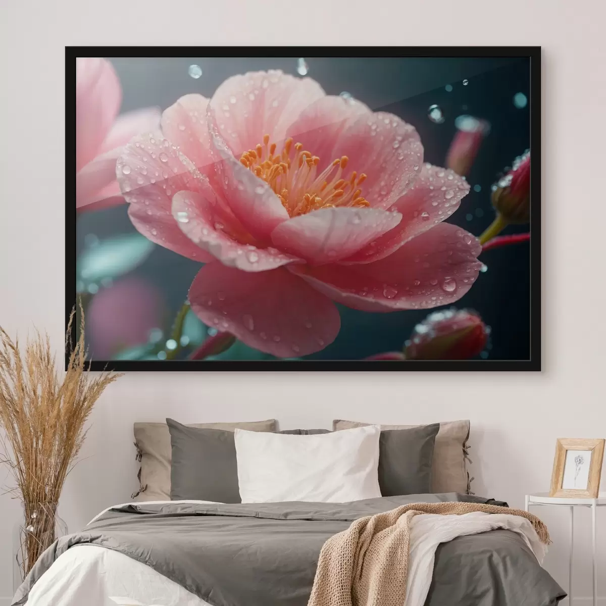 Plakatas Hiperrealistinė gėlė su rasos lašais f43873