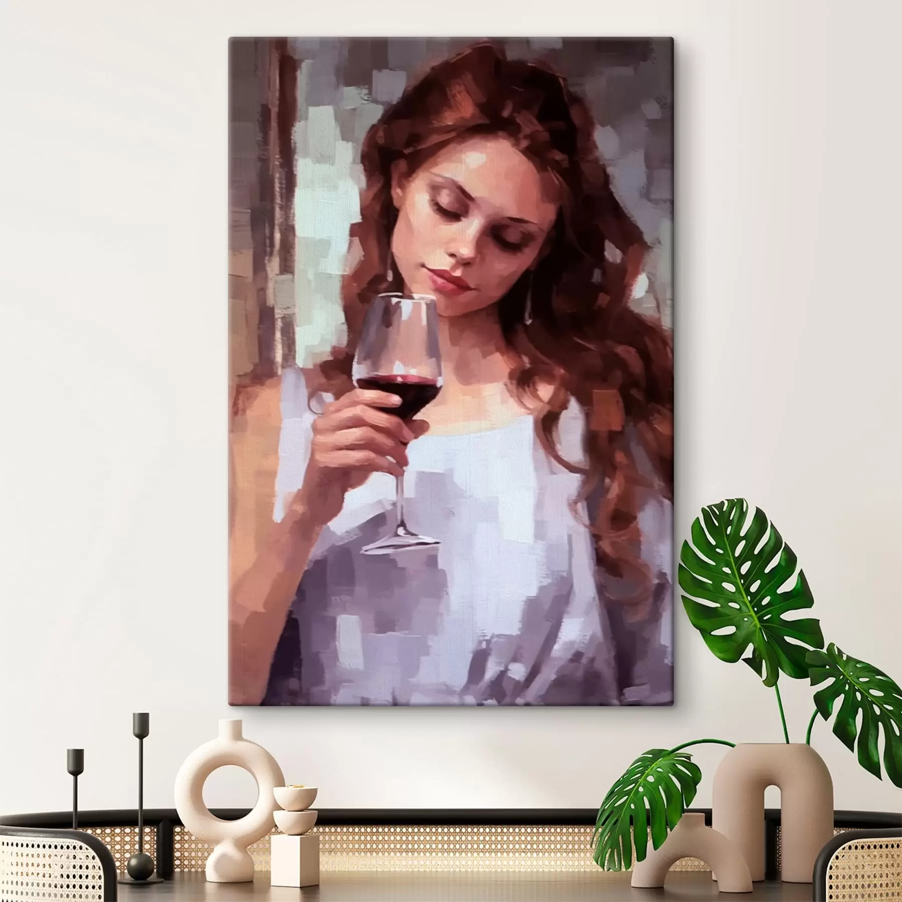 Paveikslėlis Mergina su vynu s43936