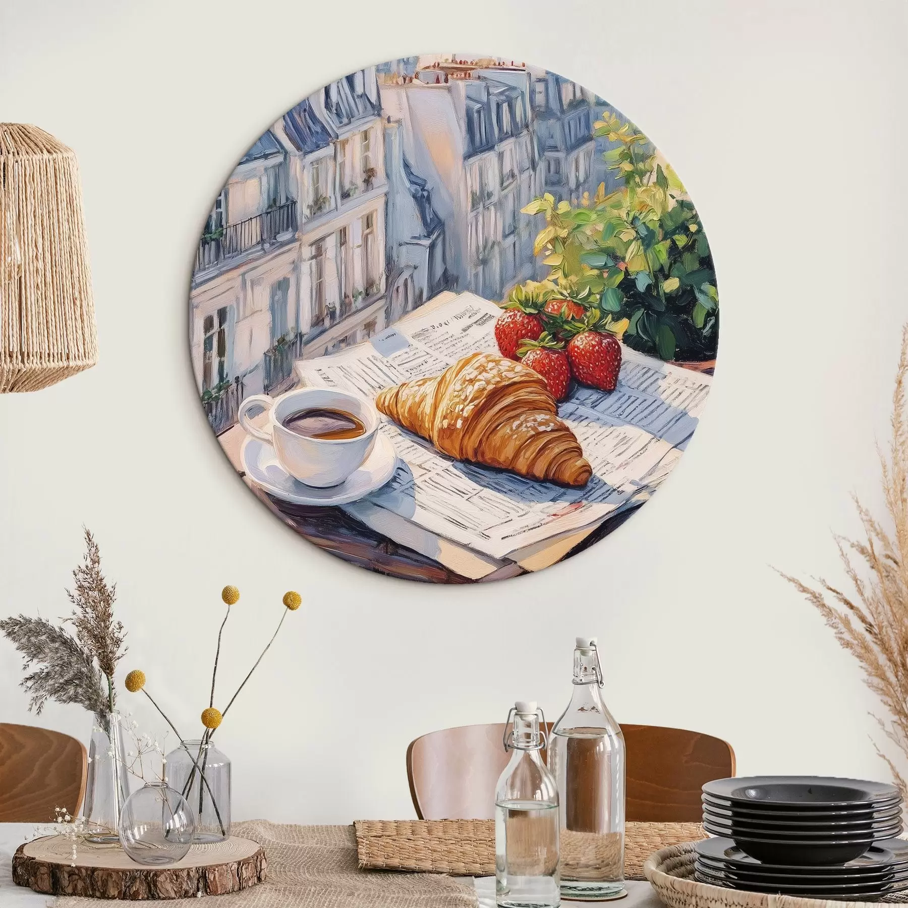 Paveikslėlis Saulėtekis Paryžiaus balkone, Eifelio bokštas, braškės, kava, žurnalas r43890