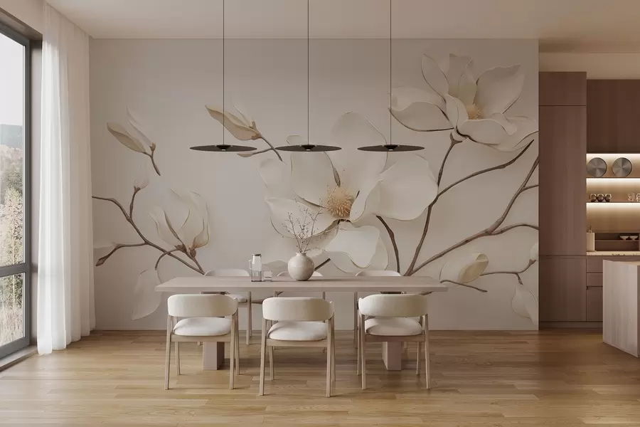 Fototapetai Švelnių pastelinių atspalvių magnolijų žiedai w03645