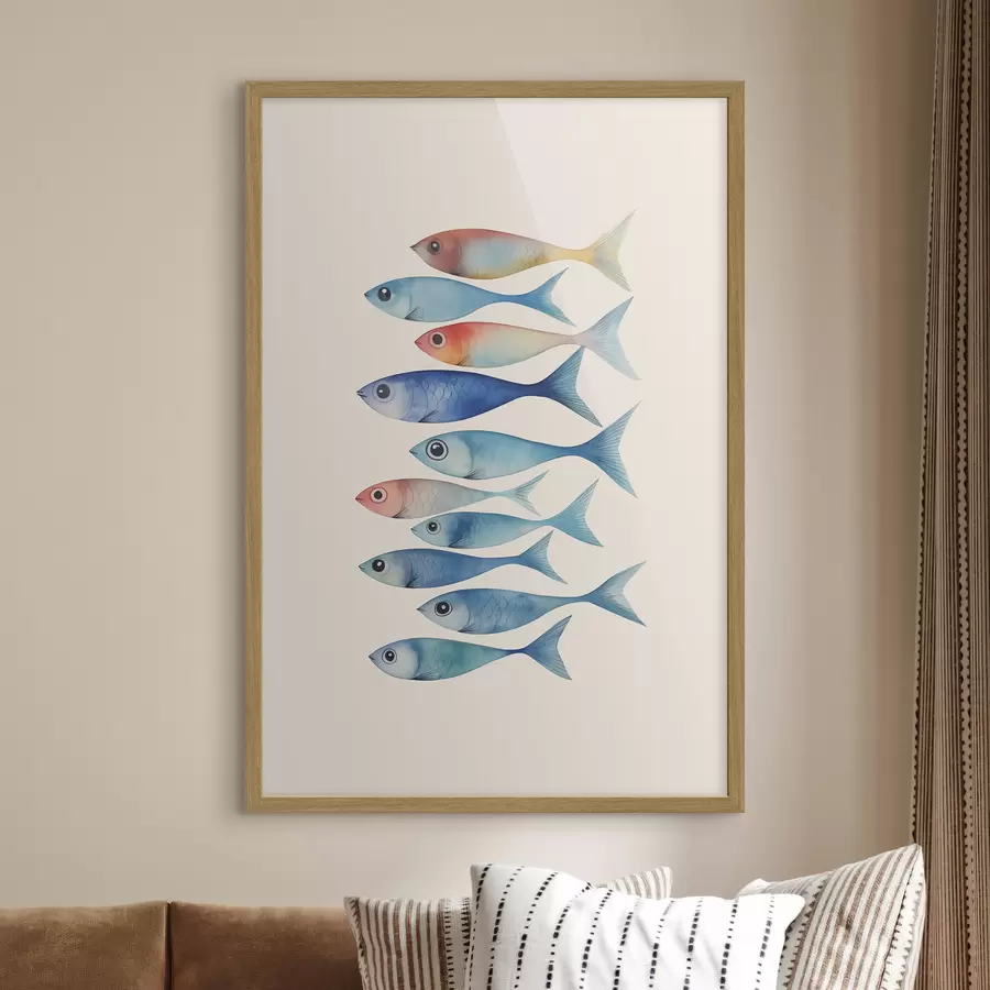 Fototapetai Žuvų minimalizmo imitacija akvarelė f43960