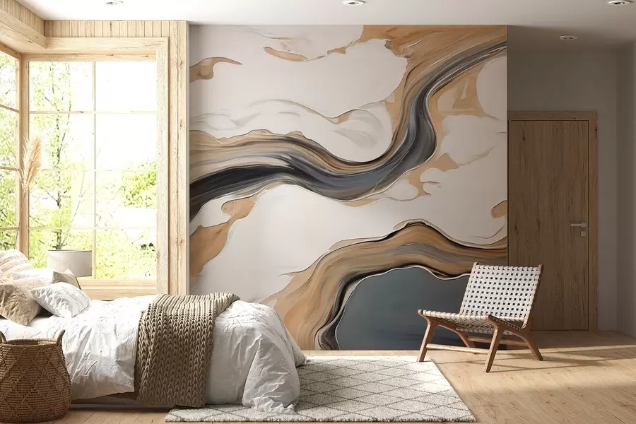 Fototapetai Rudai pilki bangų formos dryžiai w09001
