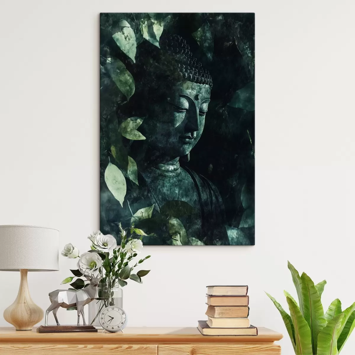 Paveikslėlis Meditacinis Buda žaliuose lapuose, dvasinis s44029