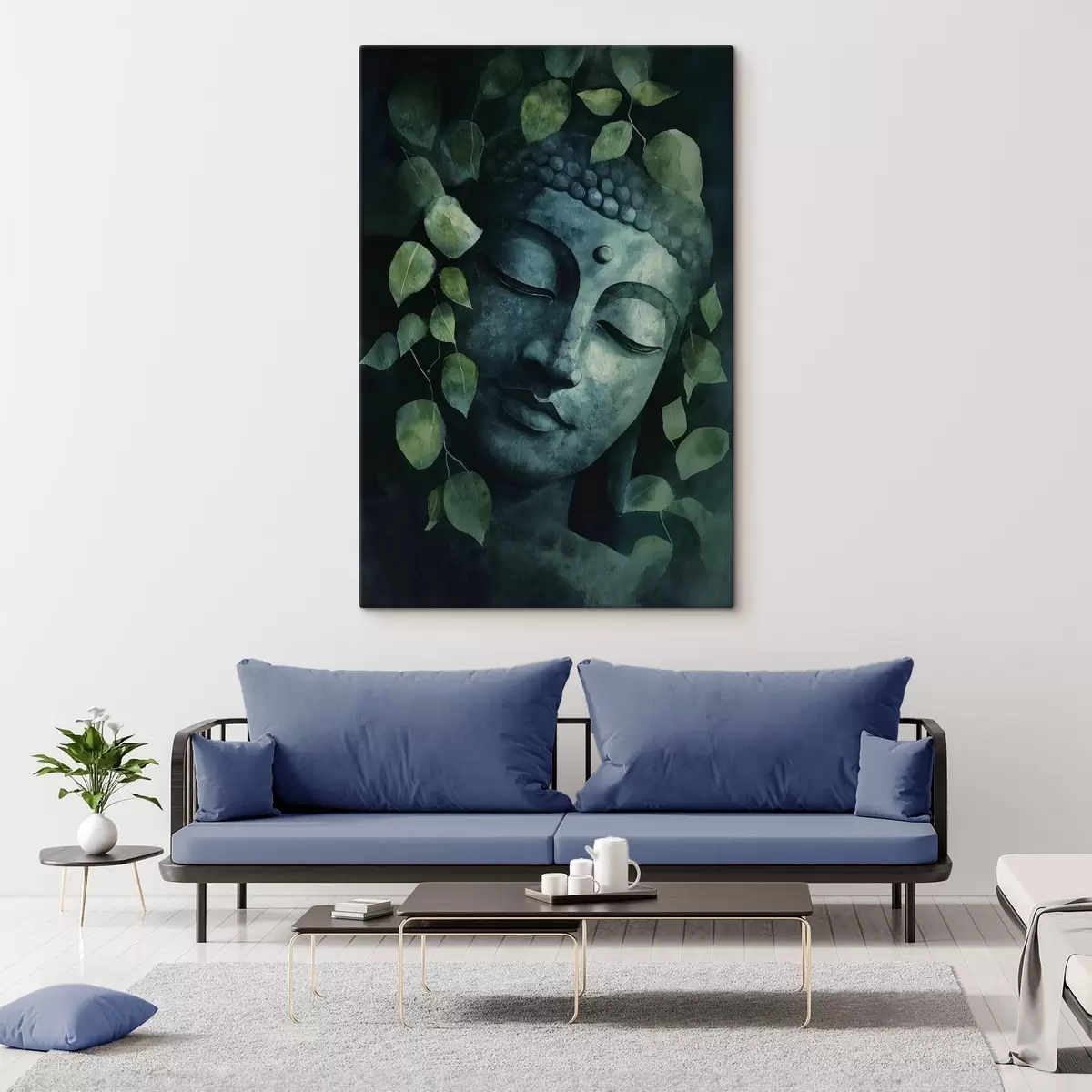 Paveikslėlis Buda užmerktomis akimis, meditacija, žalios spalvos s44030
