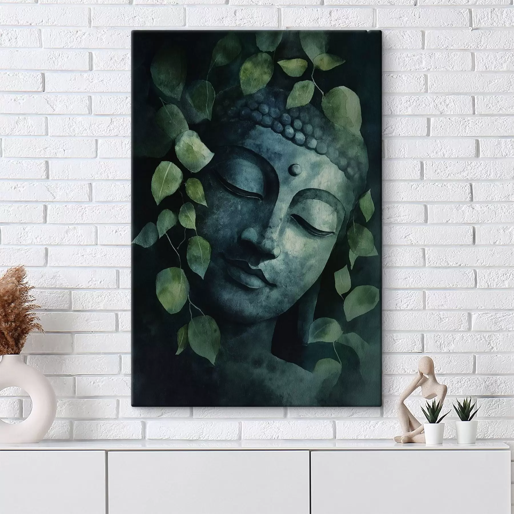 Paveikslėlis Buda užmerktomis akimis, meditacija, žalios spalvos s44030