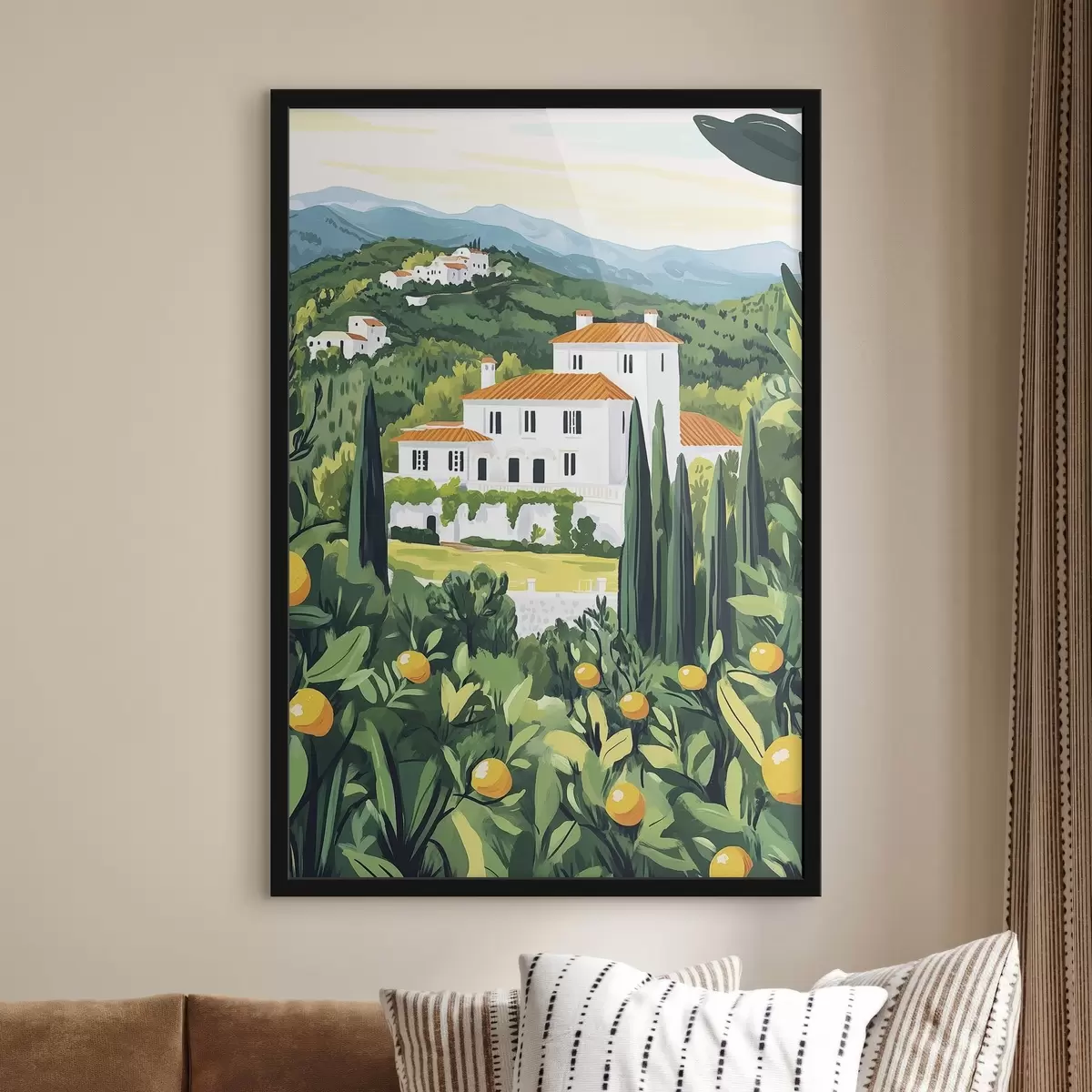 Plakatas Vasaros gamta, Viduržemio jūra, citrinmedžiai, architektūra f44028