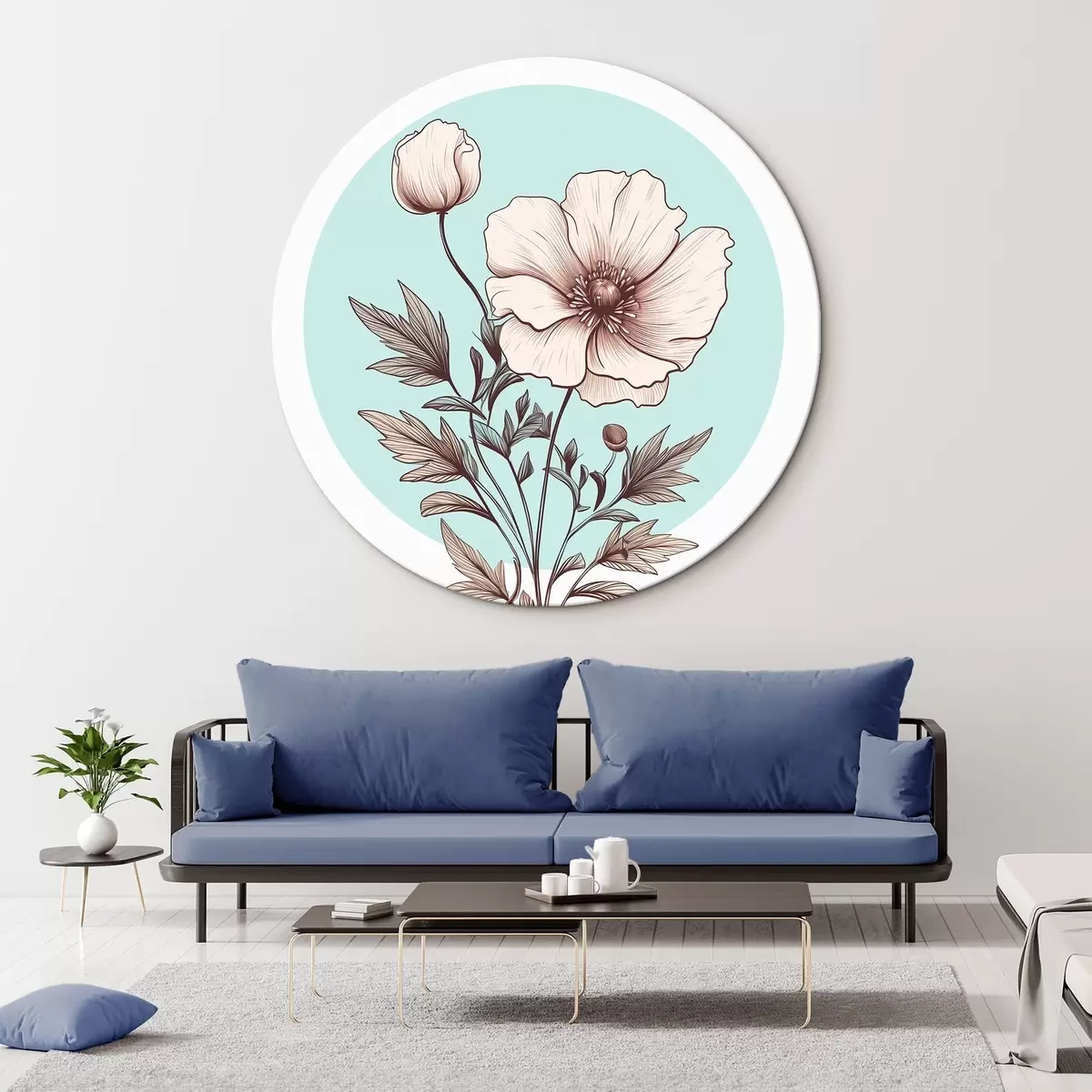 Apvalūs paveikslai Dažytos aguonos žiedas r43995