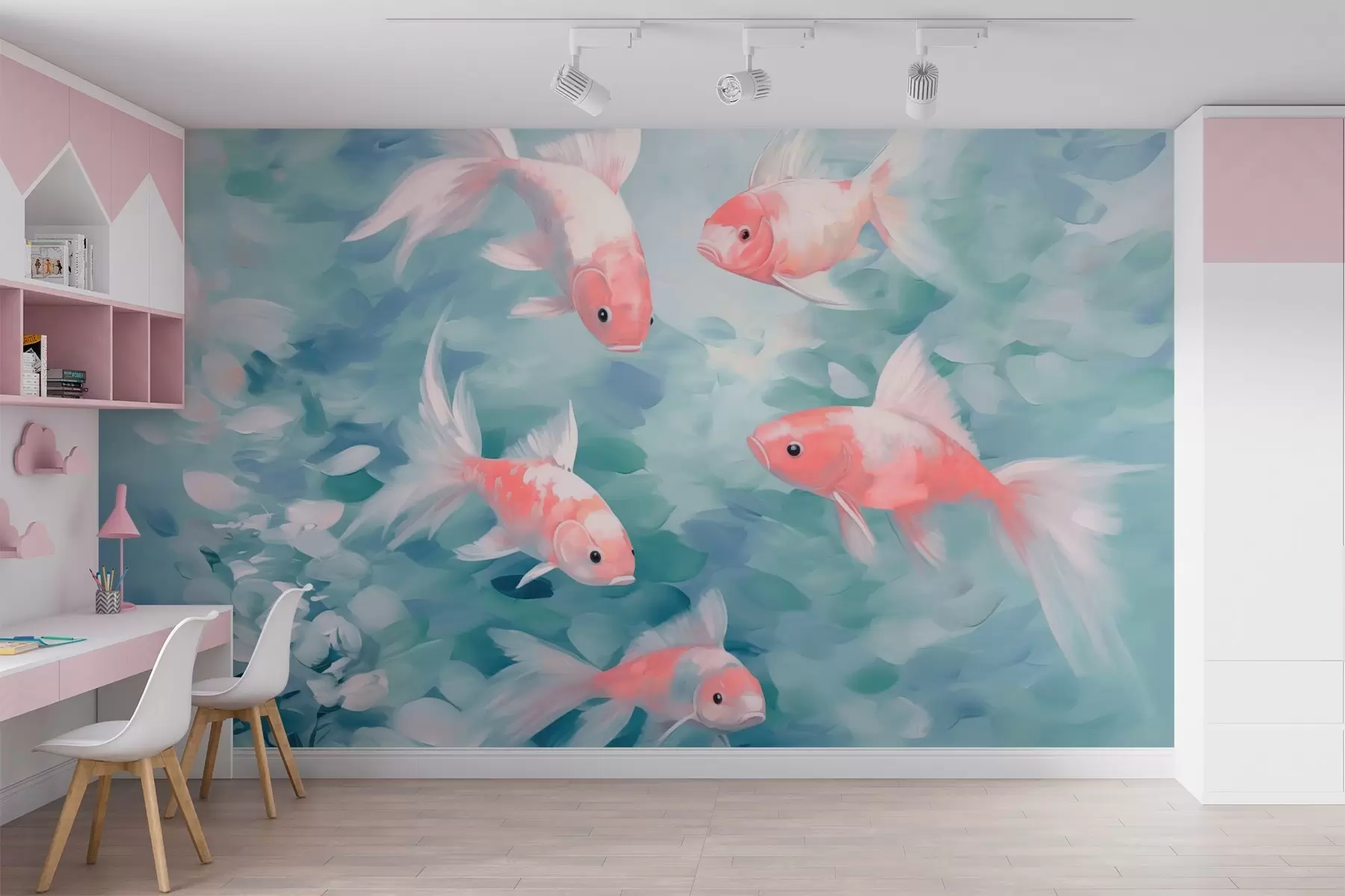 Fototapetai Rožinė žuvis vandenyje w03743
