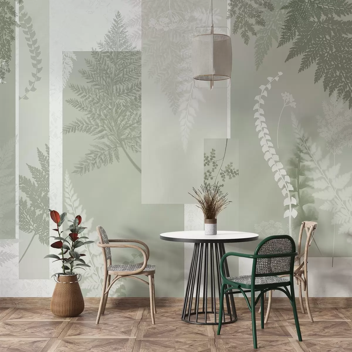 Fototapetai Žalios ir baltos spalvos paparčio lapai, išdėstyti vertikaliomis juostomis, sukuriant botaninį ir minimalistinį raštą, švelnių ir prislopintų spalvų w09007v2 - Uwalls.lt Fototapetai Žalios ir baltos spalvos paparčio lapai, išdėstyti vertikaliomis juostomis, sukuriant botaninį ir minimalistinį raštą, švelnių ir prislopintų spalvų w09007v2