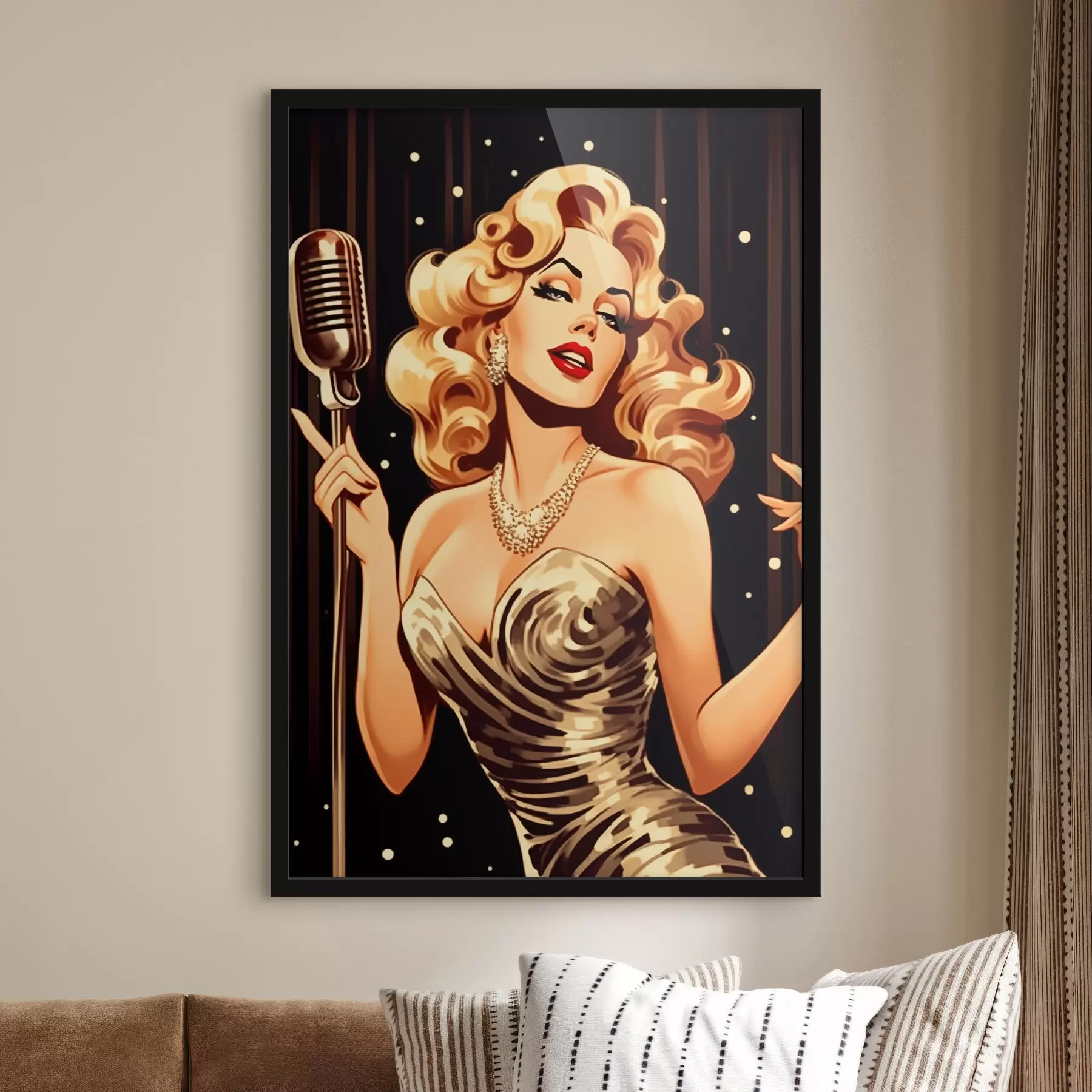 Fototapetai Mergina su mikrofonu f44112