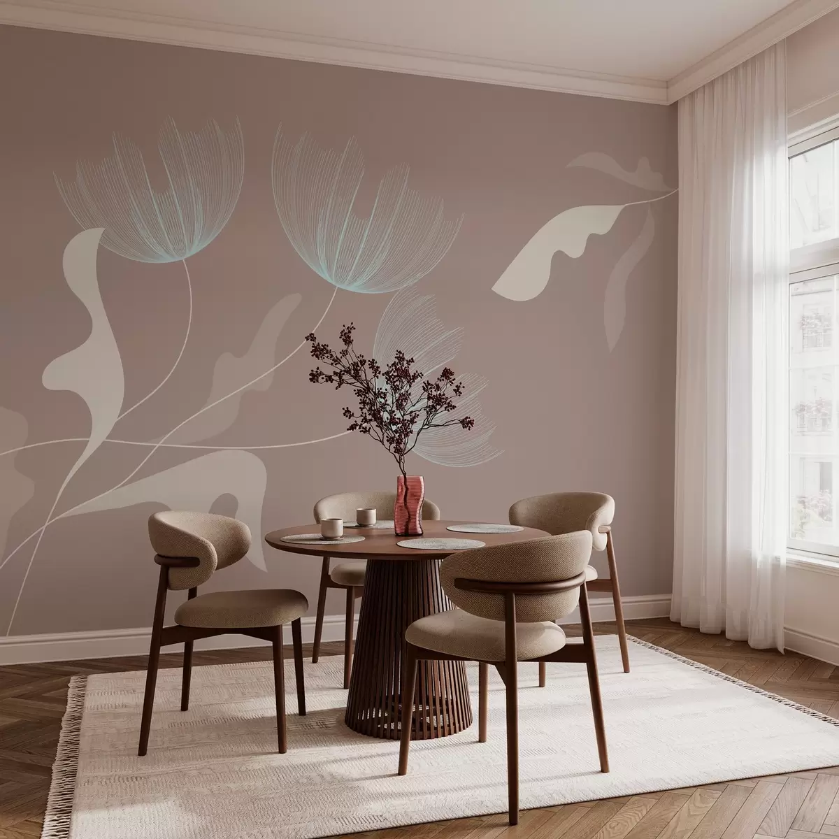 Fototapetai elegantiškos minimalistinės baltų ir mėlynų tonų gėlės moka spalvos fone w03763v3 - Uwalls.lt Fototapetai elegantiškos minimalistinės baltų ir mėlynų tonų gėlės moka spalvos fone w03763v3