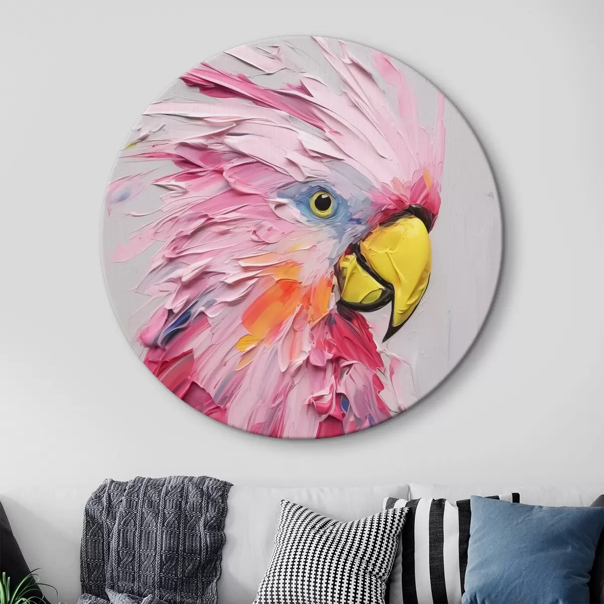 Apvalūs paveikslai Kakadu imitacijos tapyba r44132