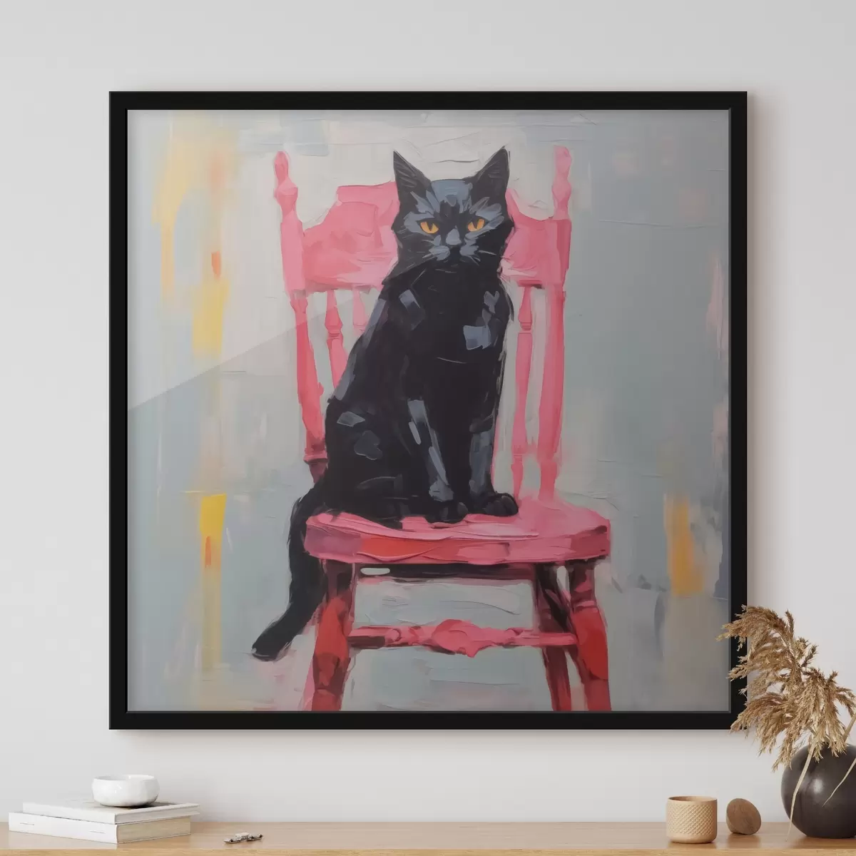 Plakatas Juoda katė ant kėdės f44130