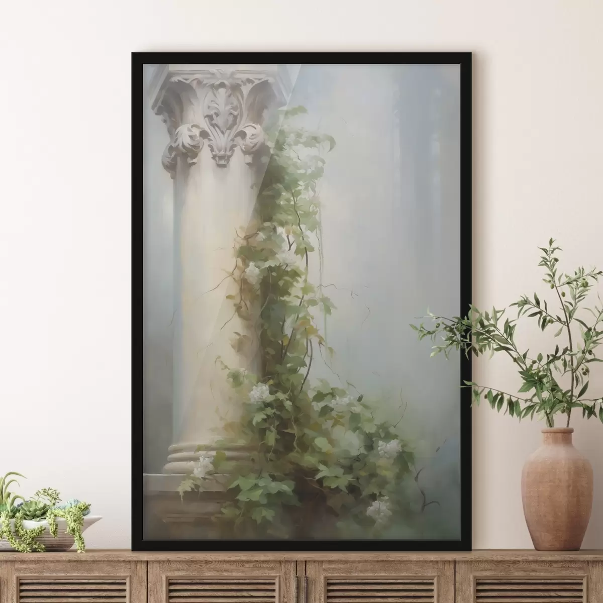 Plakatas Vijoklinis augalas ant kolonos f44138