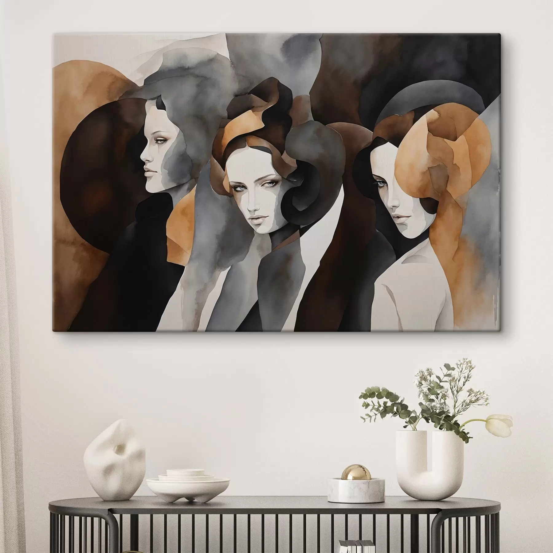 Fototapetai Abstraktus paveikslas su moterų veidais s44060