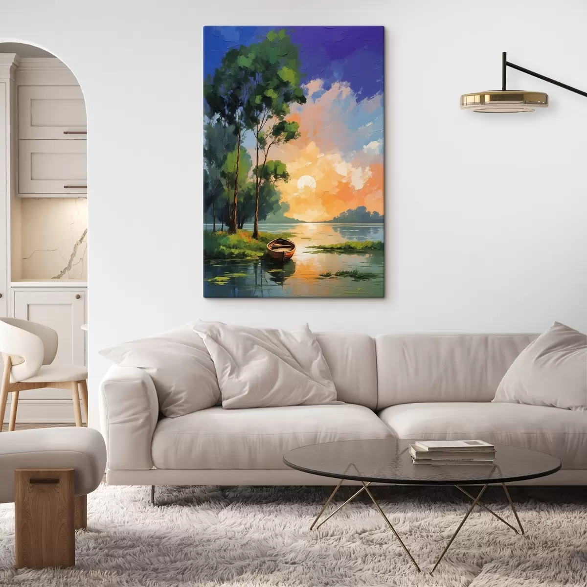 Paveikslėlis Valtis netoli salos akrilo tapybos stiliumi s44065