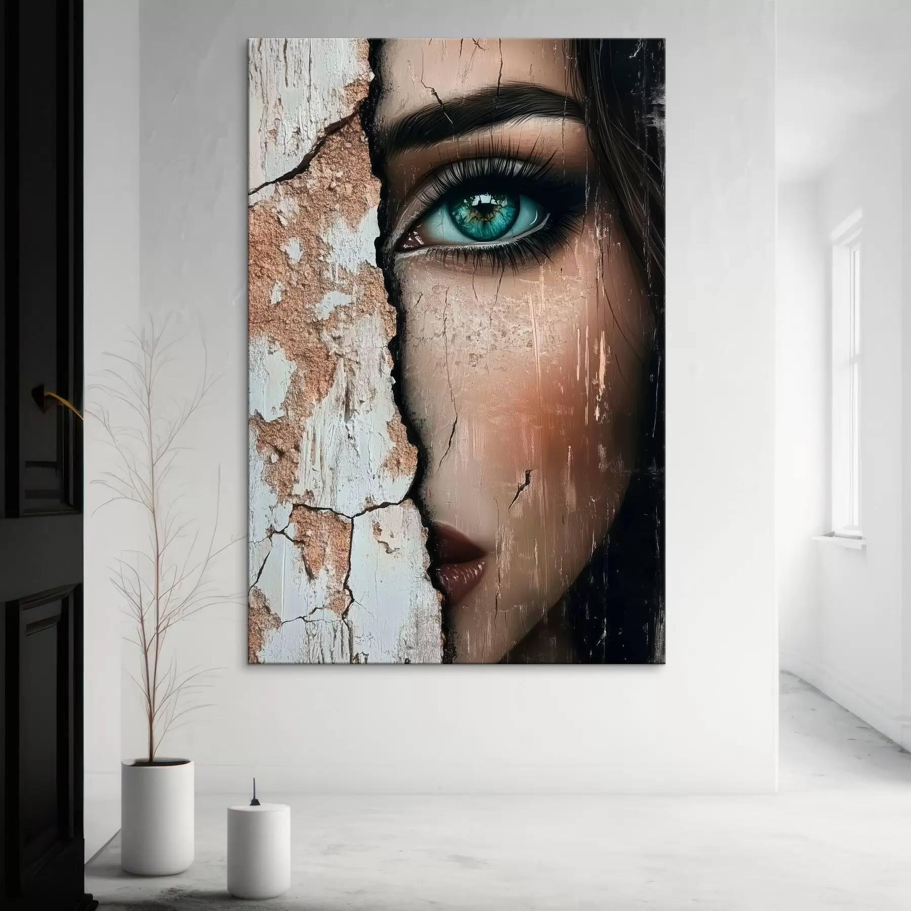 Paveikslėlis Mergaitės veidas už senos sienos s44069