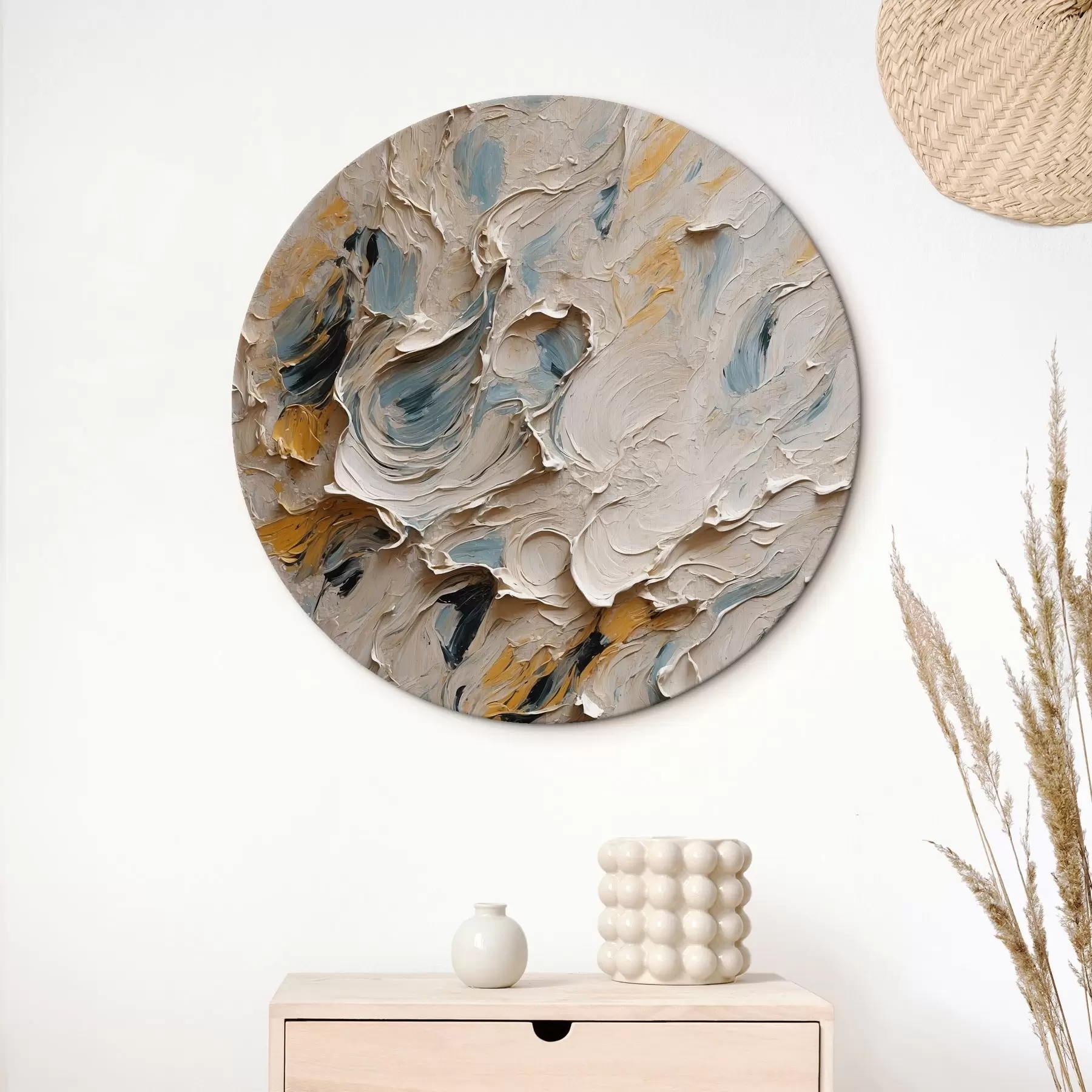 Paveikslėlis Balta ir mėlyna abstrakti tapyba aliejiniais dažais r44078