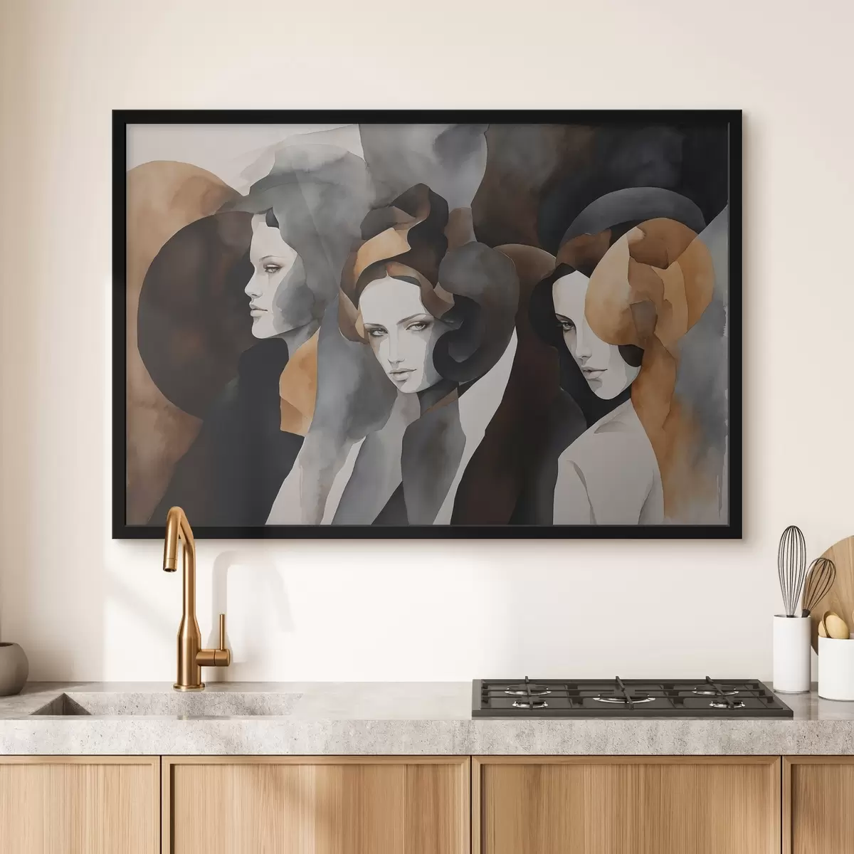 Plakatas Abstraktus paveikslas su moterų veidais f44060