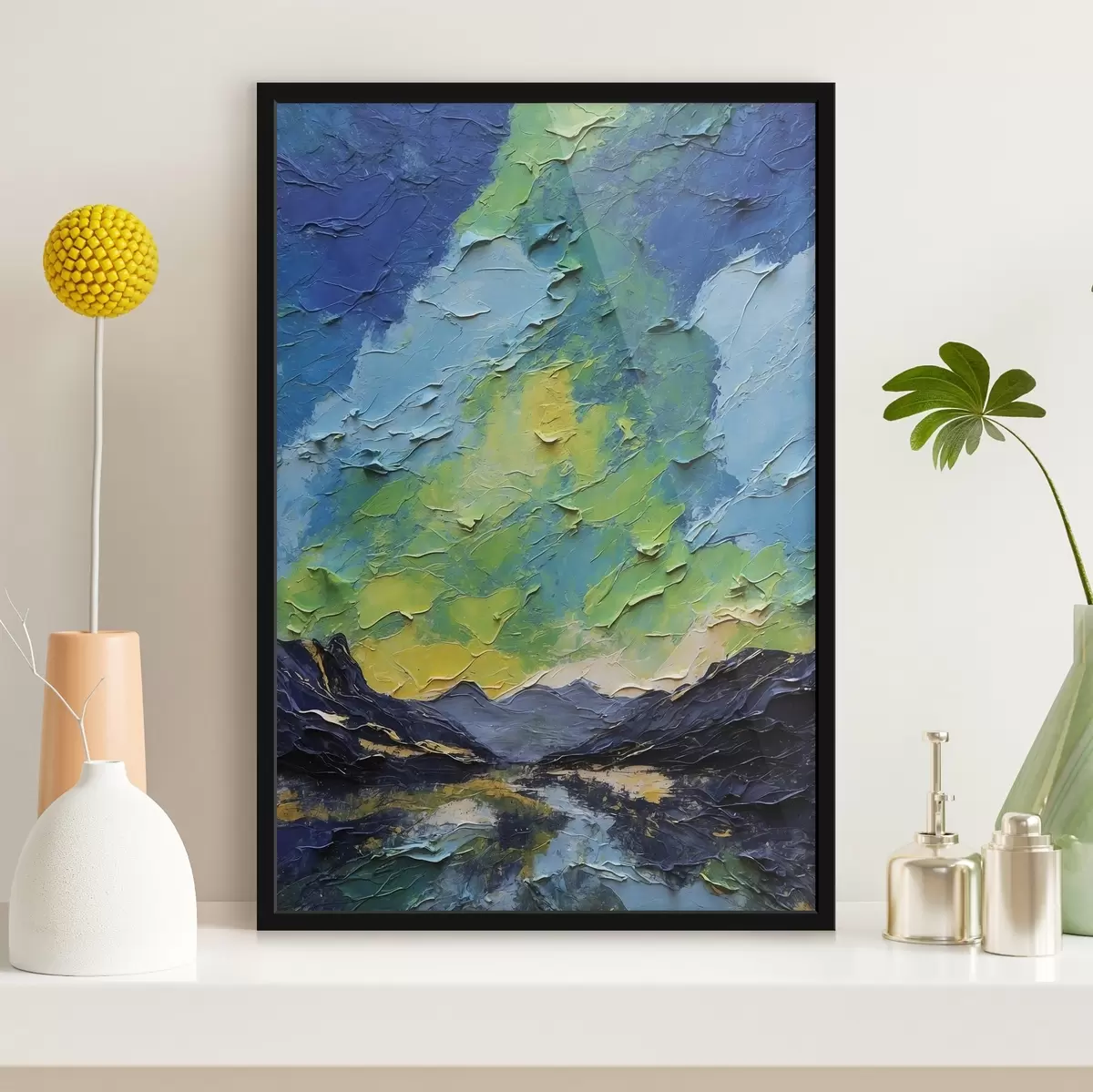 Plakatas Abstraktūs kalnai aliejinės tapybos stiliumi f44062