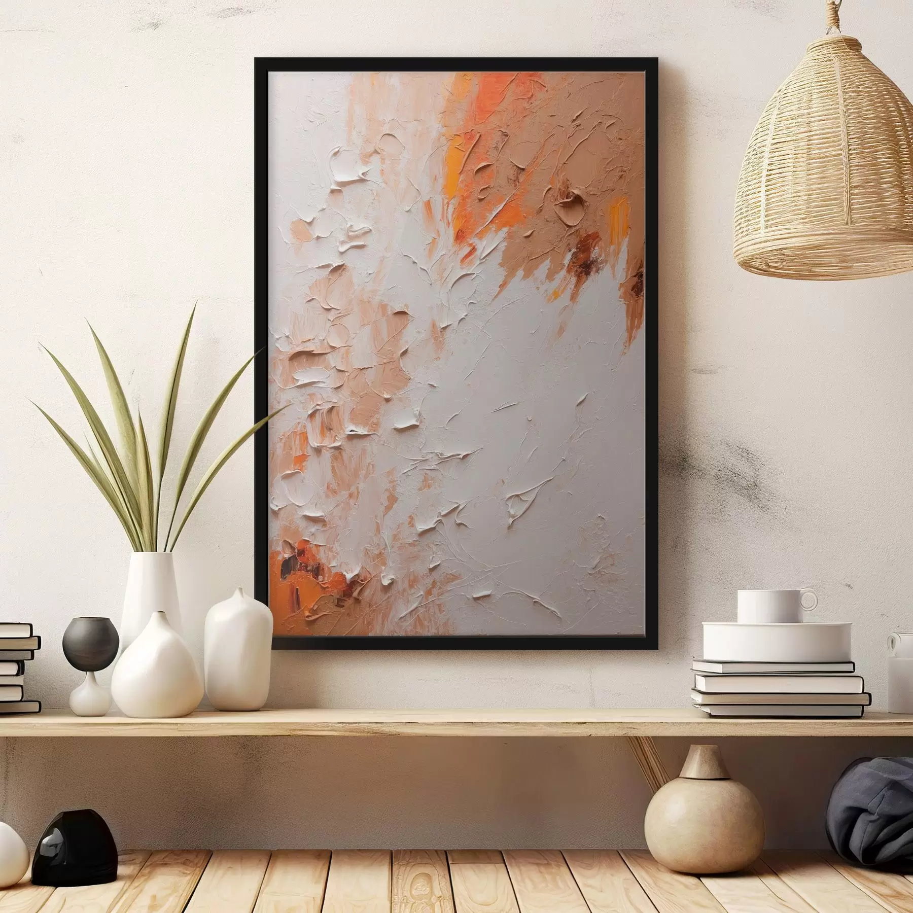 Paveikslėlis Abstrakti tapyba aliejiniais dažais su balta ir ruda spalvomis f44076