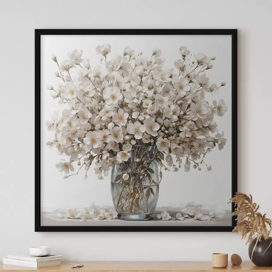 Fototapetai Baltos gėlės skaidrioje vazoje f44092