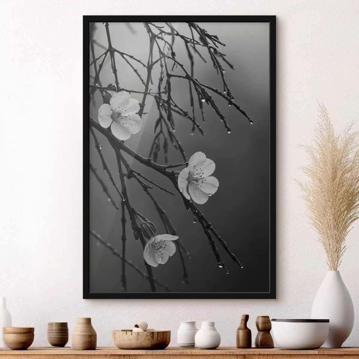 Plakatas Gėlės ant šakų po lietaus f44098