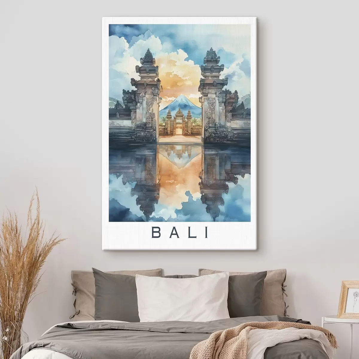 Paveikslėlis Balio estetika, šventykla, saulėlydžio dangus, atogrąžų gamta, akvarelės stilius s44149