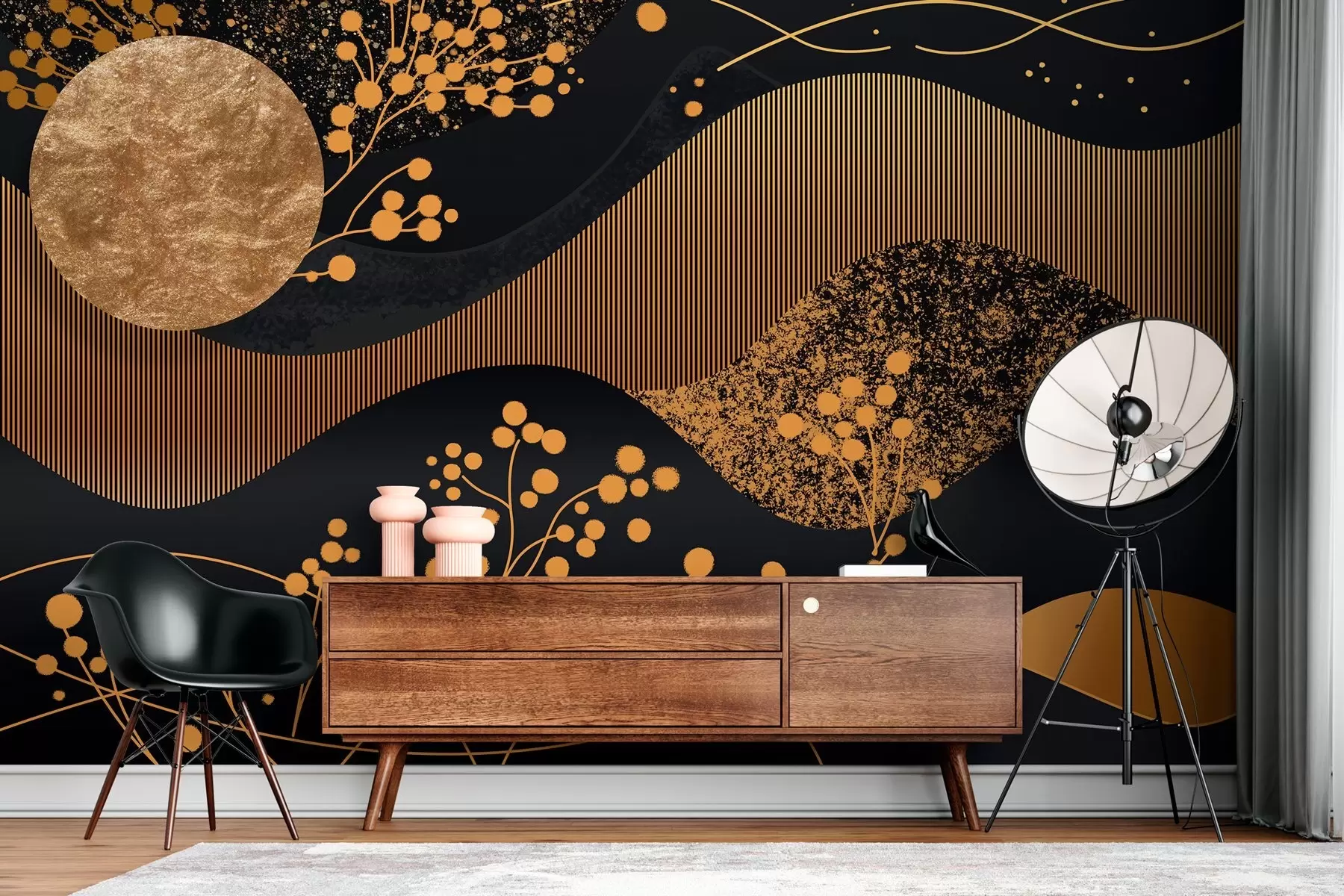 Fototapetai pasakiška žvaigždėta naktis abstrakčiu stiliumi w03764